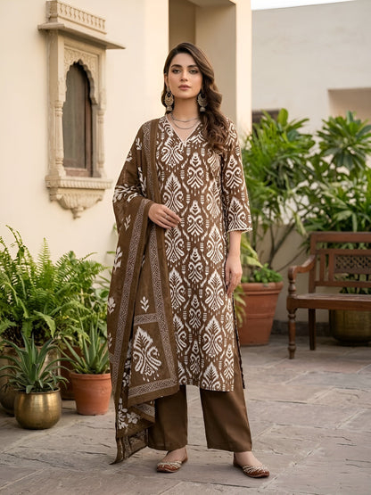 Printed Straight Kurta Set With Dupatta