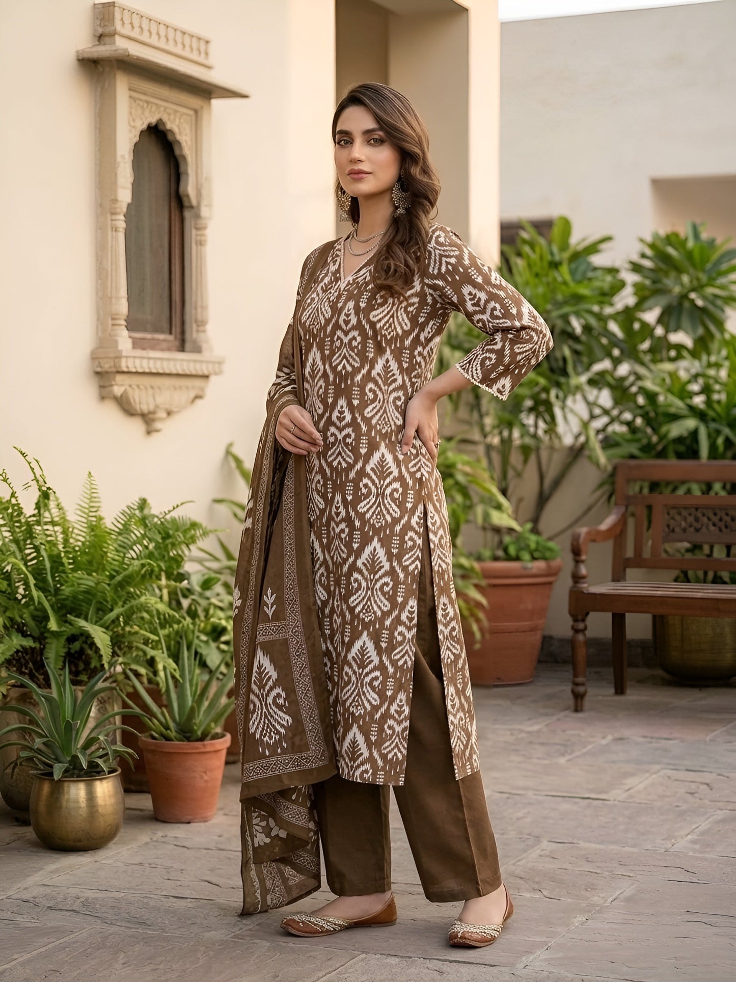 Printed Straight Kurta Set With Dupatta