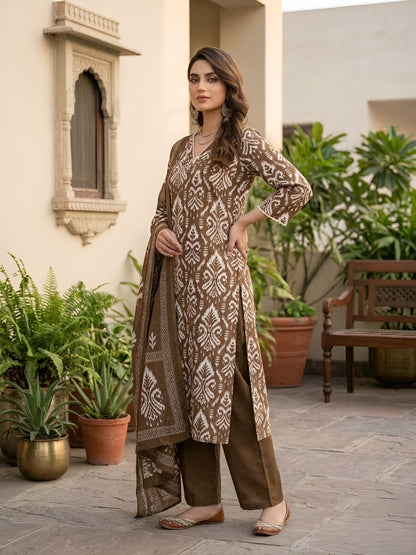 Printed Straight Kurta Set With Dupatta