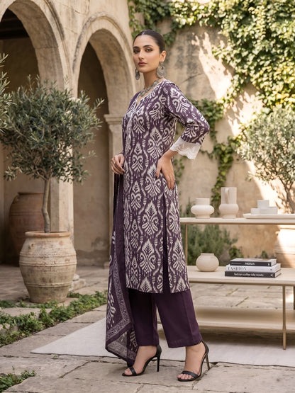 Printed Straight Kurta Set With Dupatta