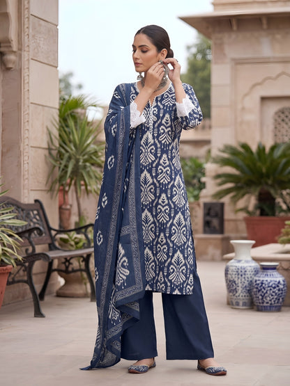 Printed Straight Kurta Set With Dupatta