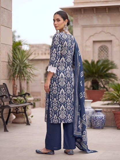 Printed Straight Kurta Set With Dupatta