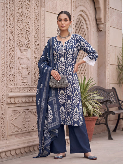 Printed Straight Kurta Set With Dupatta