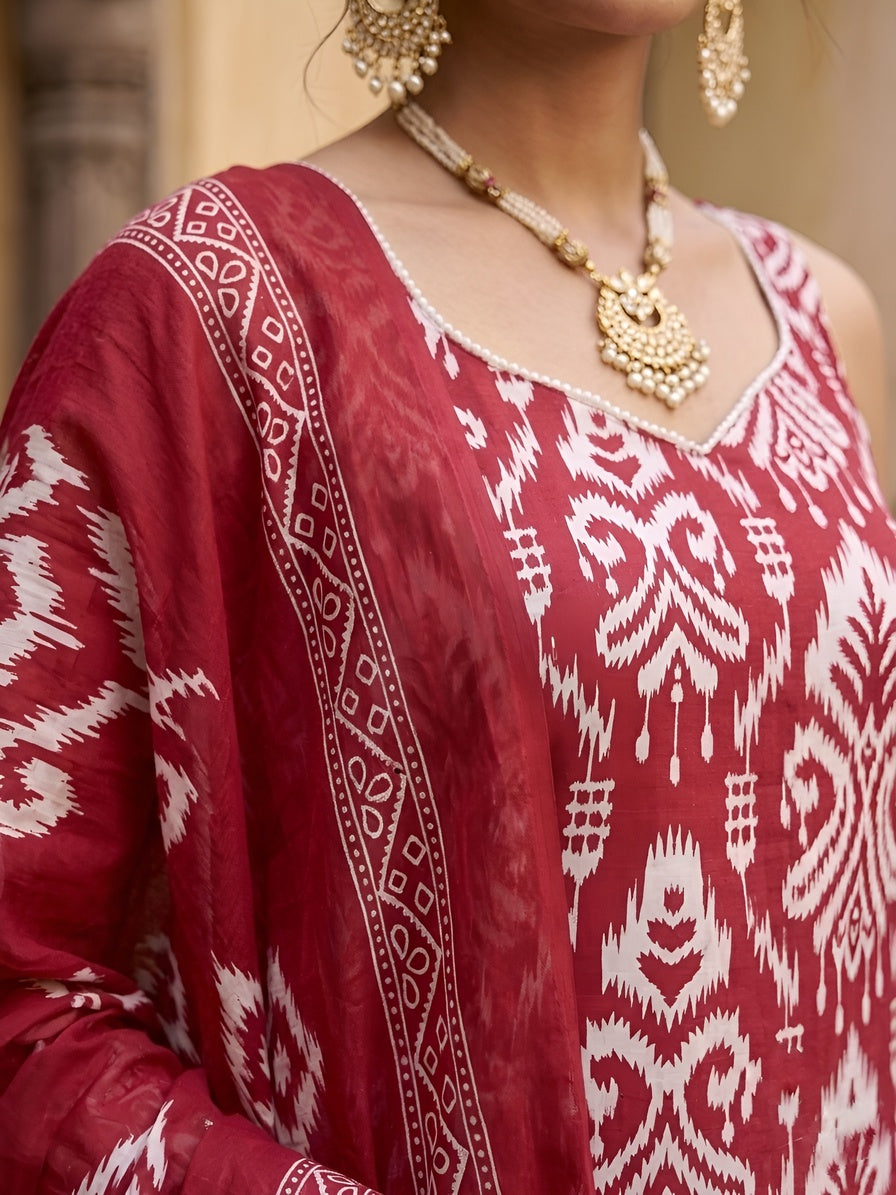 Printed Straight Kurta Set With Dupatta