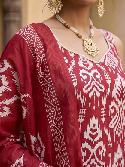 Printed Straight Kurta Set With Dupatta