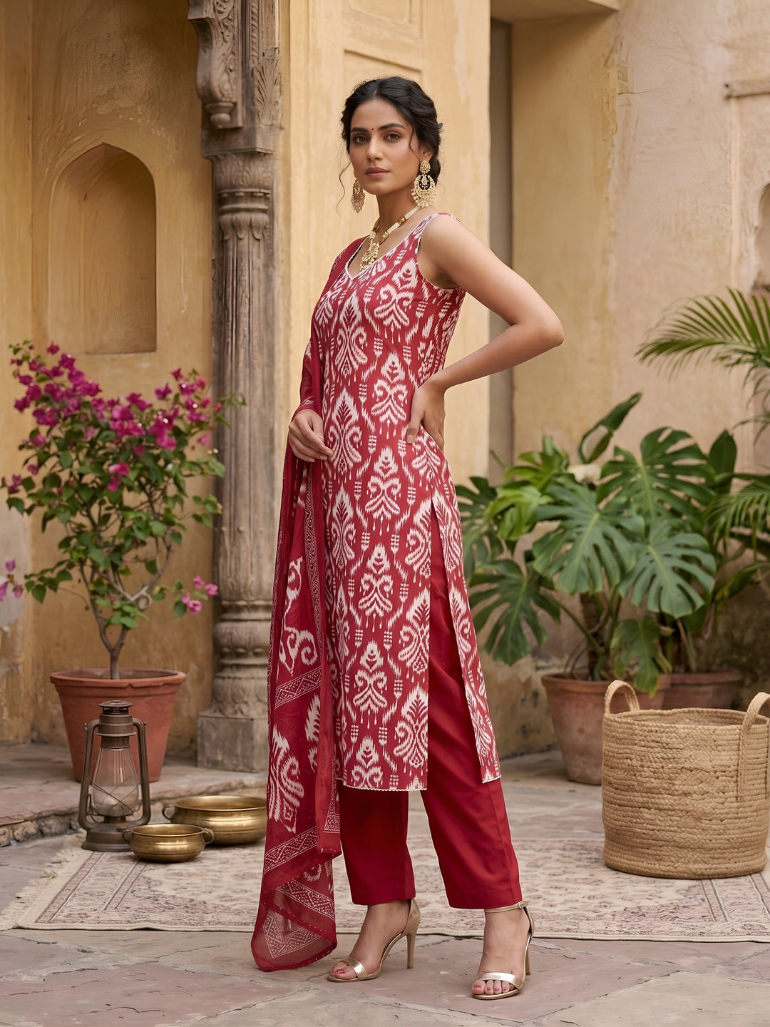 Printed Straight Kurta Set With Dupatta