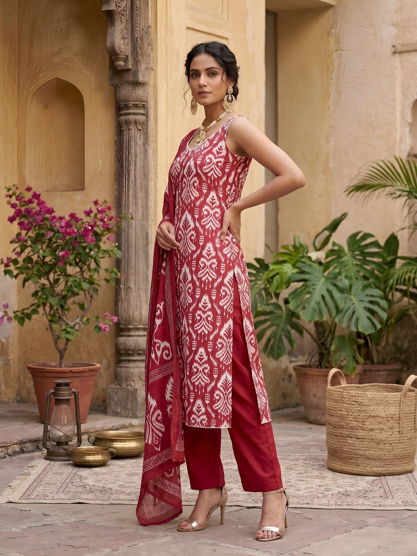Printed Straight Kurta Set With Dupatta