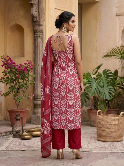 Printed Straight Kurta Set With Dupatta