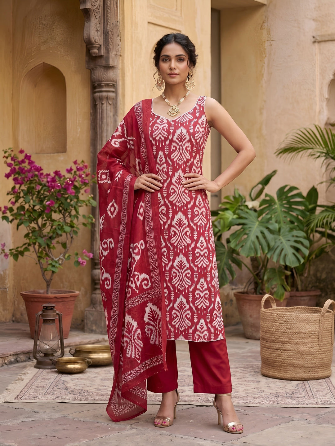 Printed Straight Kurta Set With Dupatta