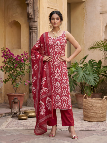 Printed Straight Kurta Set With Dupatta