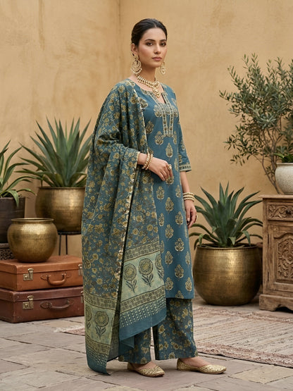 Printed Straight Sharara Set With Dupatta