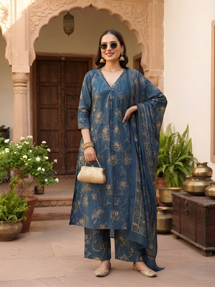 Printed Straight Kurta Set With Dupatta
