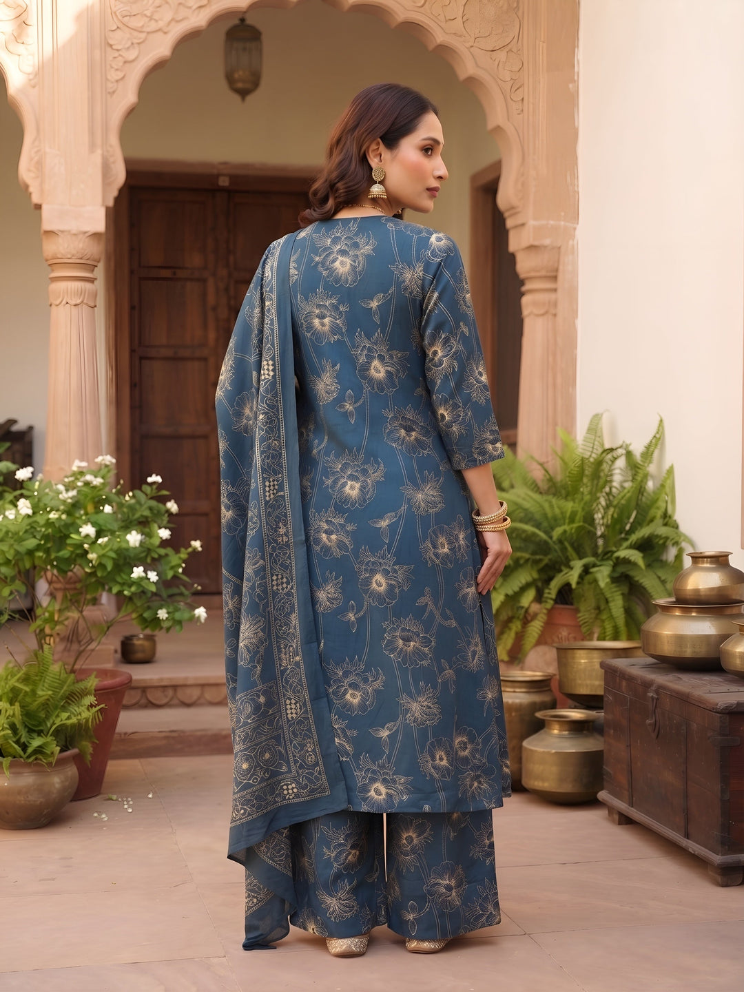 Printed Straight Kurta Set With Dupatta