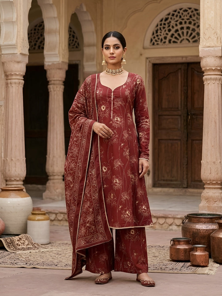 Printed Anarkali Kurta Set With Dupatta