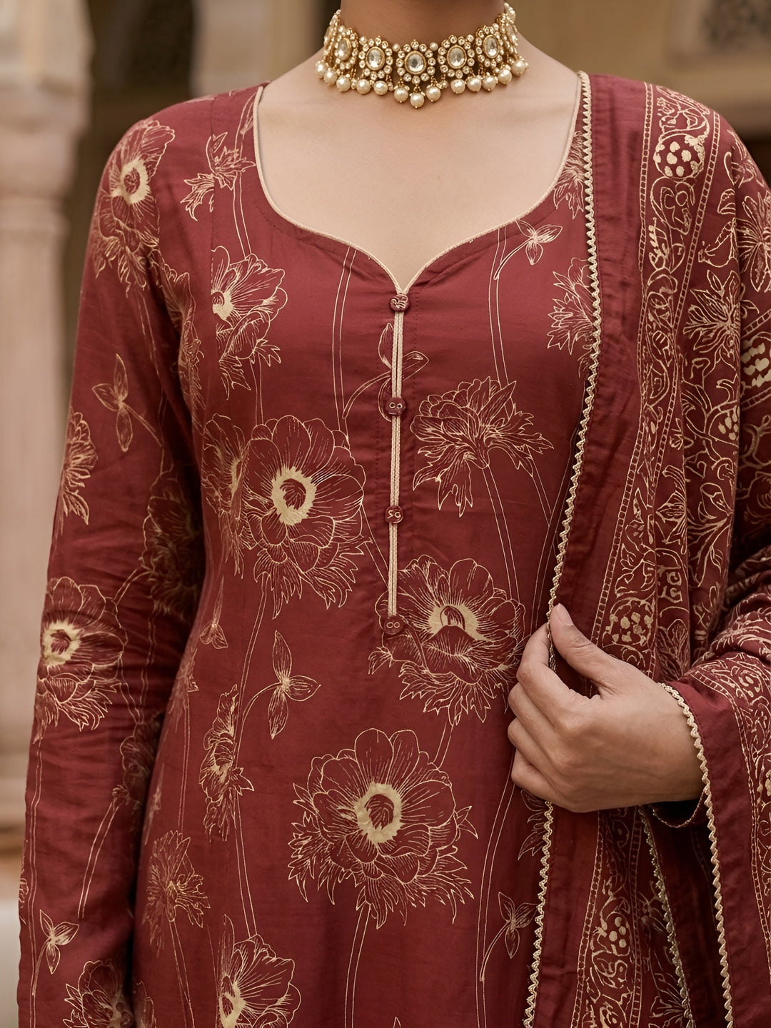 Printed Anarkali Kurta Set With Dupatta
