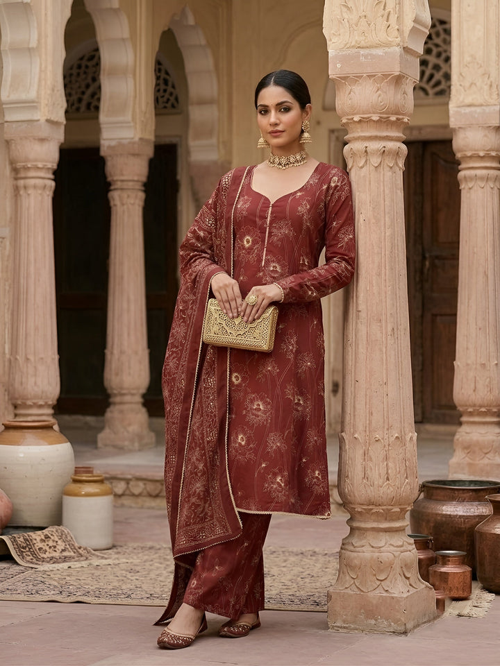 Printed Anarkali Kurta Set With Dupatta