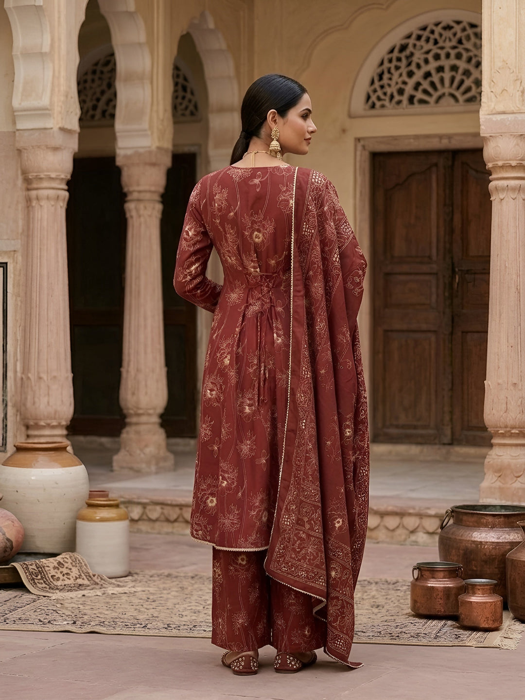 Printed Anarkali Kurta Set With Dupatta