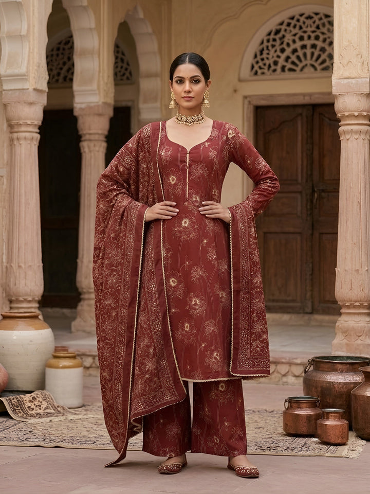 Printed Anarkali Kurta Set With Dupatta