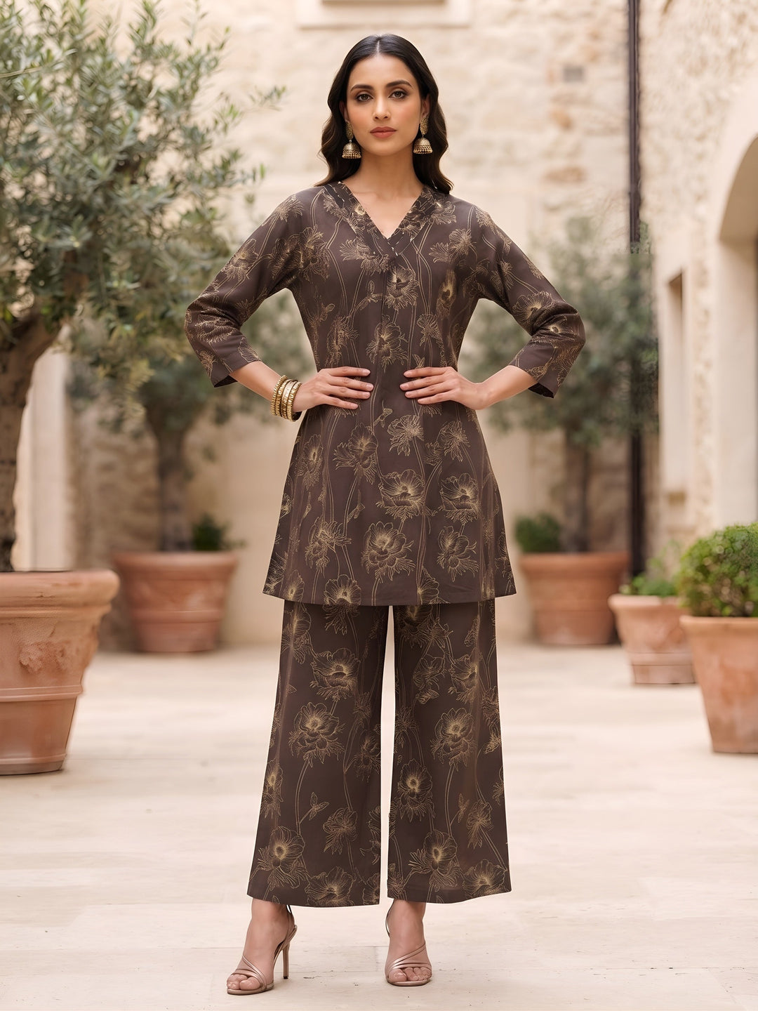 Printed Straight Two Piece Co-Ords Set
