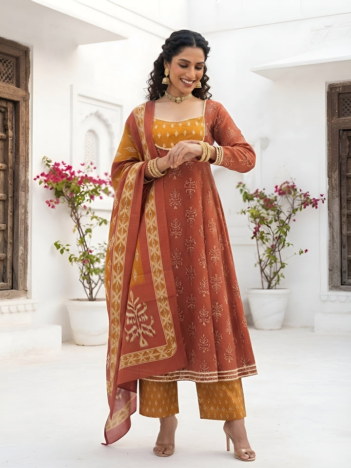 Printed Anarkali Kurta Set With Dupatta