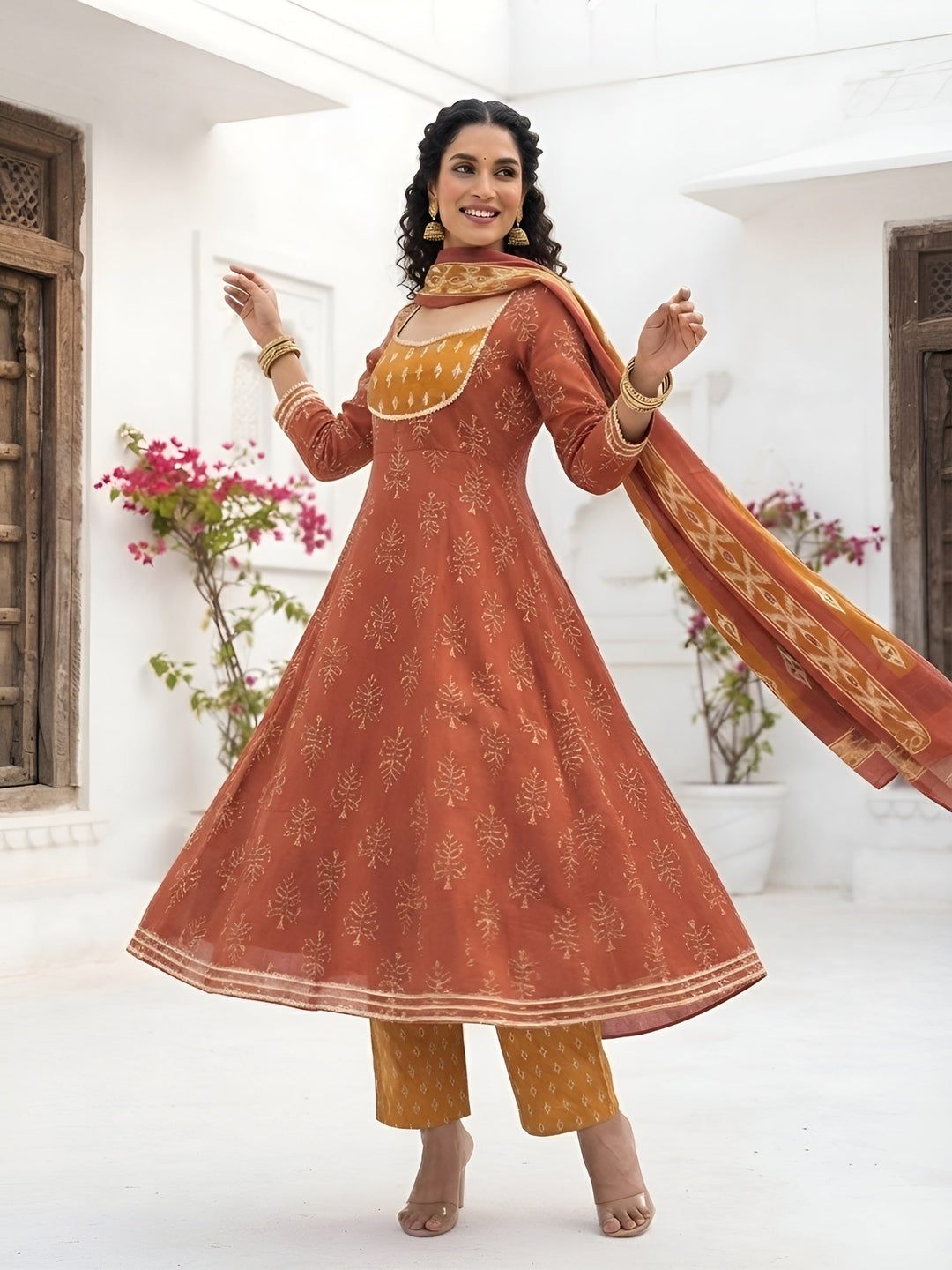 Printed Anarkali Kurta Set With Dupatta