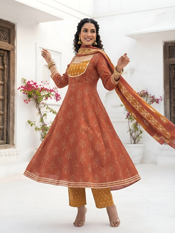 Printed Anarkali Kurta Set With Dupatta