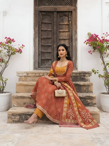 Printed Anarkali Kurta Set With Dupatta