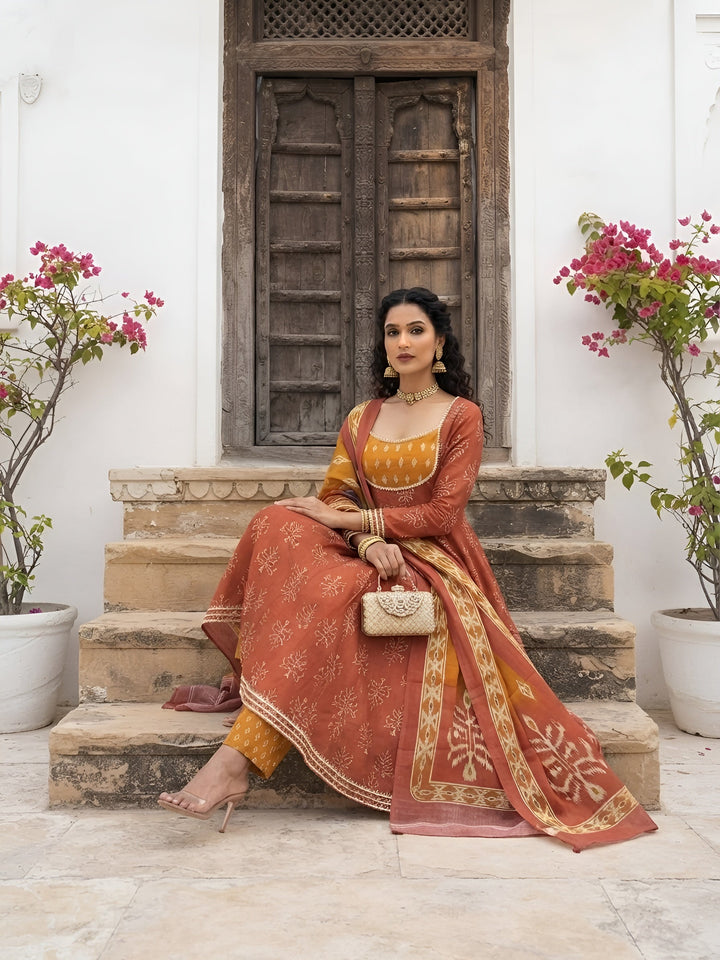 Printed Anarkali Kurta Set With Dupatta