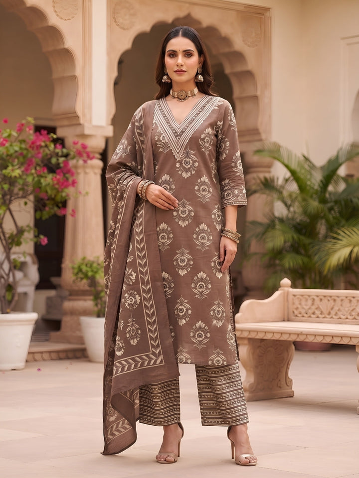 Printed Straight Kurta Set With Dupatta