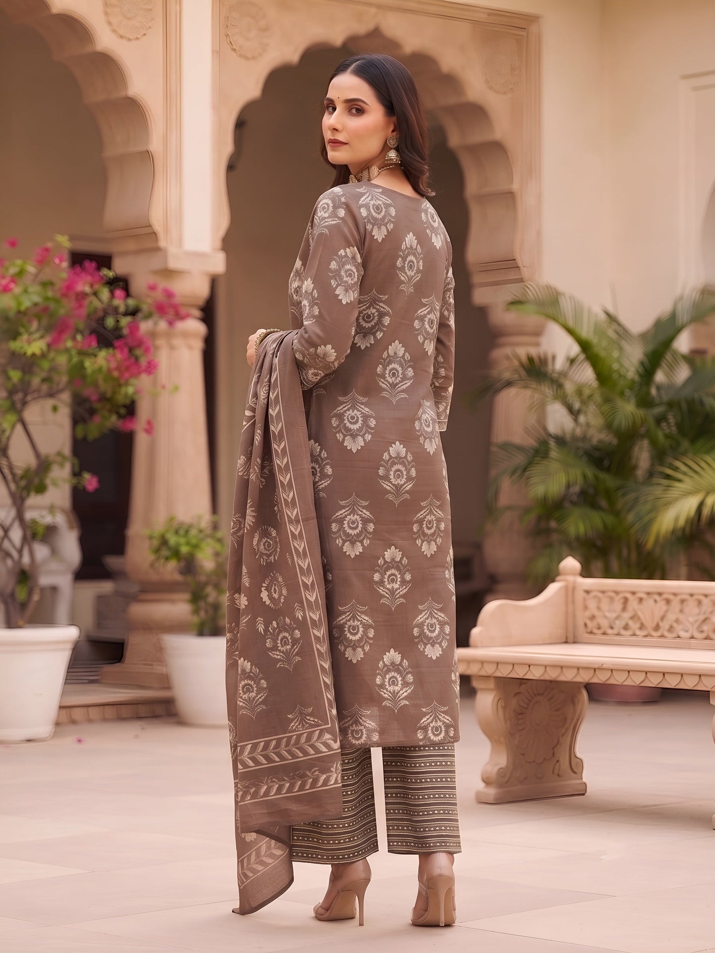 Printed Straight Kurta Set With Dupatta
