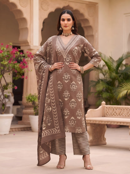 Printed Straight Kurta Set With Dupatta