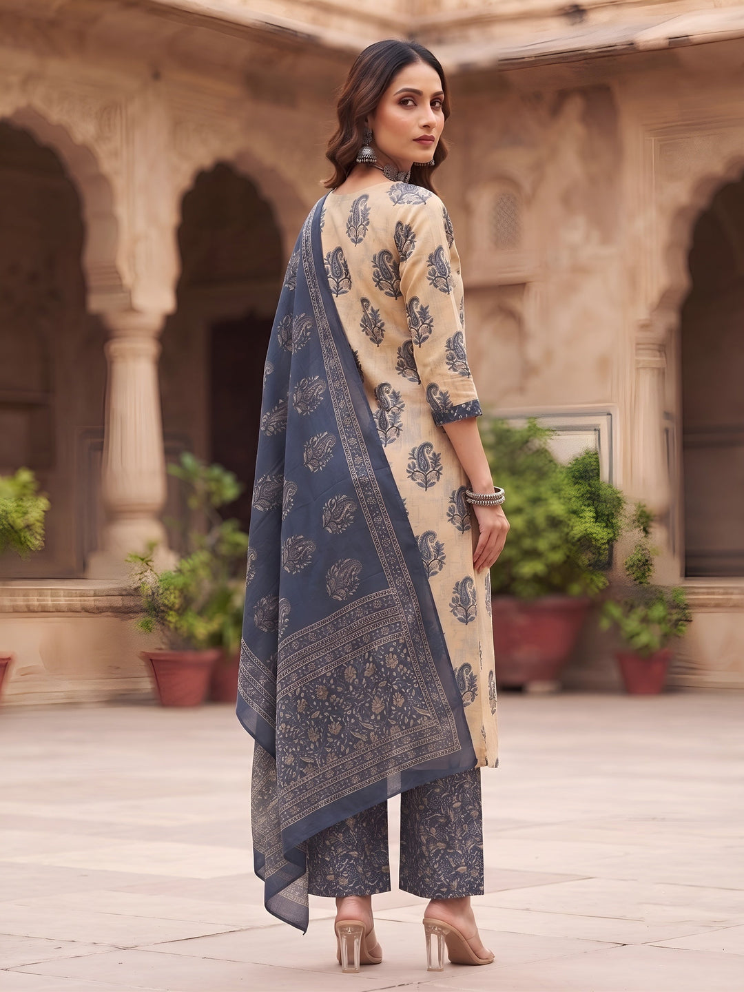 Printed Straight Kurta Set With Dupatta