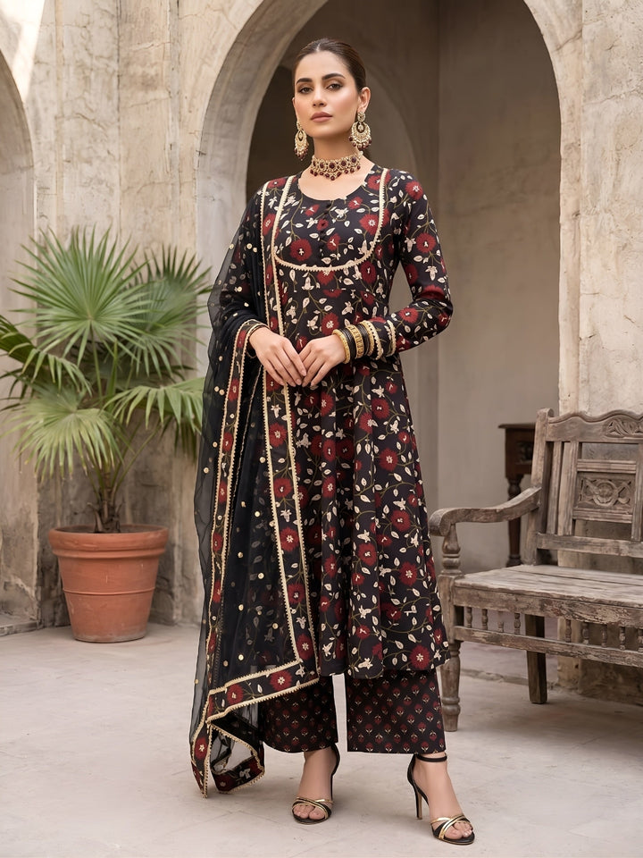 Printed Anarkali Kurta Set With Dupatta