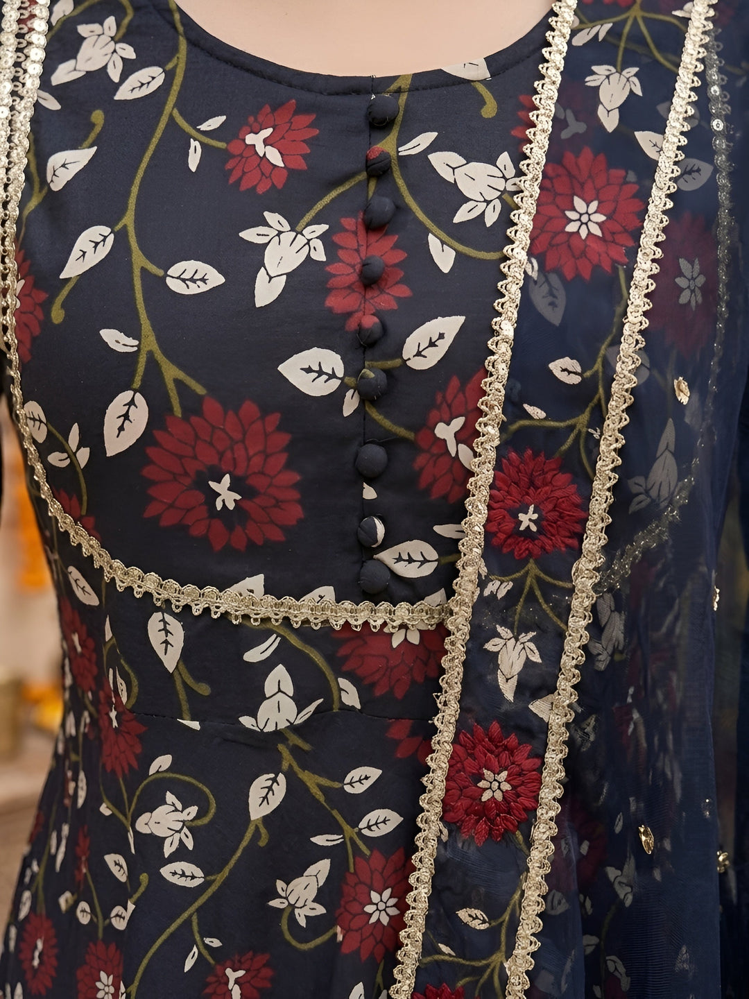 Printed Anarkali Kurta Set With Dupatta