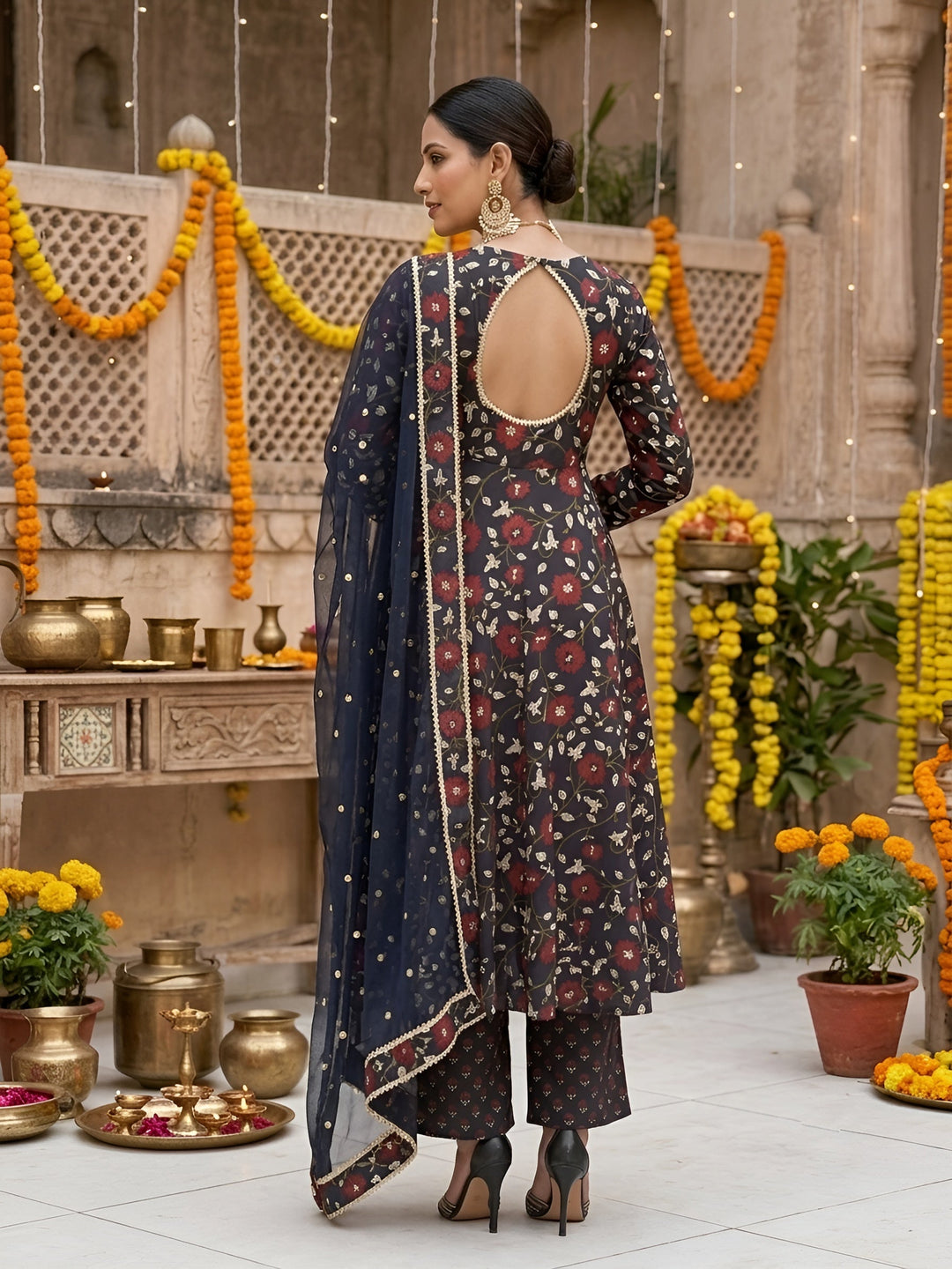 Printed Anarkali Kurta Set With Dupatta
