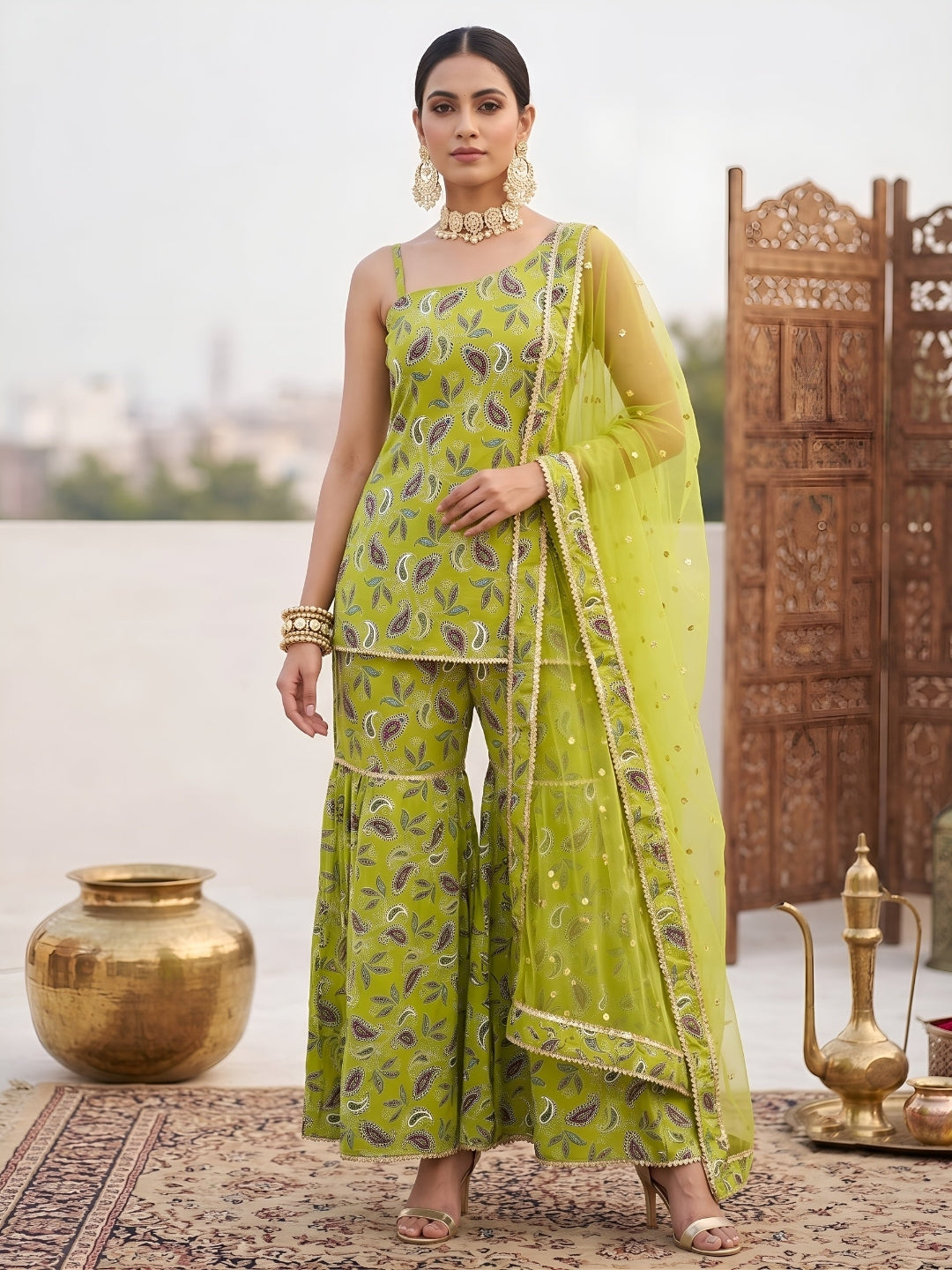 Printed Straight Kurta Set With Dupatta