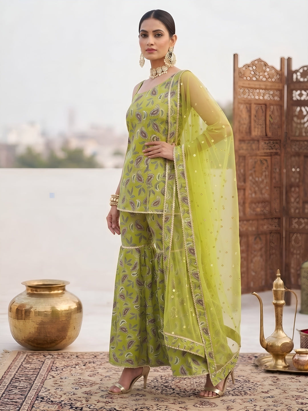 Printed Straight Kurta Set With Dupatta