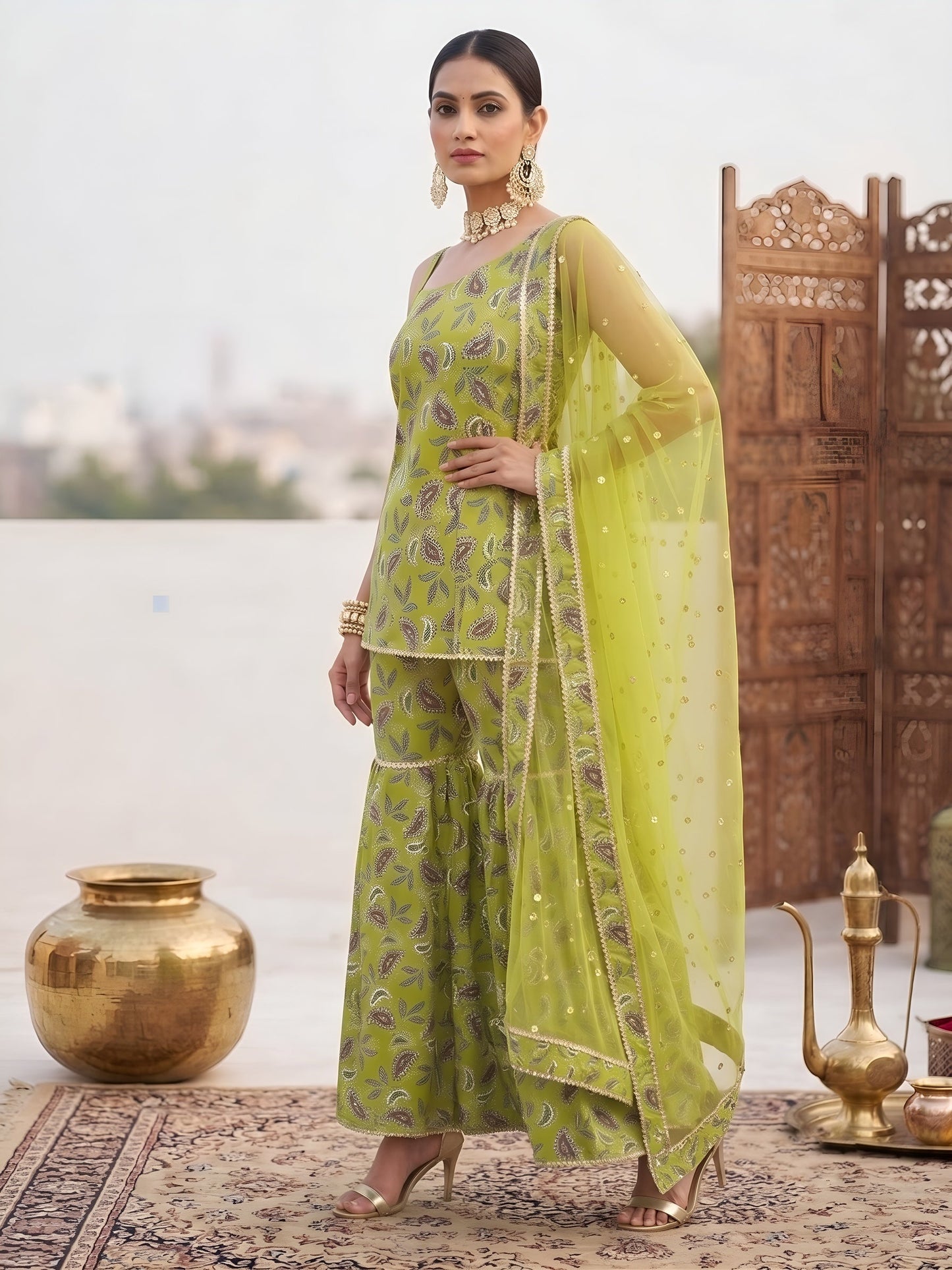 Printed Straight Kurta Set With Dupatta
