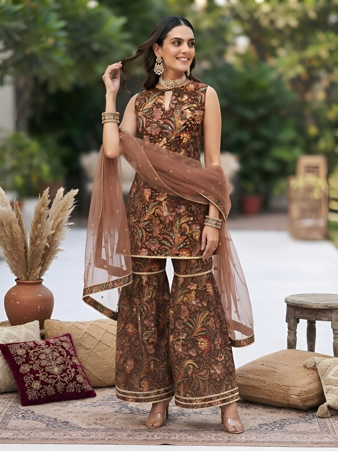 Printed Straight Kurta Set With Dupatta