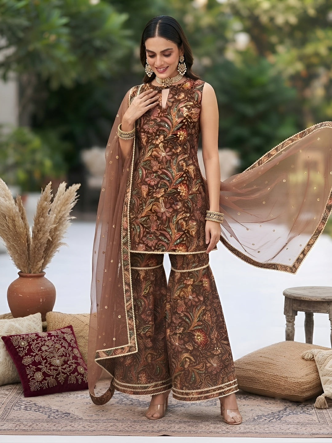 Printed Straight Kurta Set With Dupatta