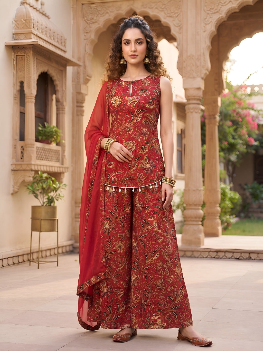 Printed Straight Trendy Kurta Set With Dupatta