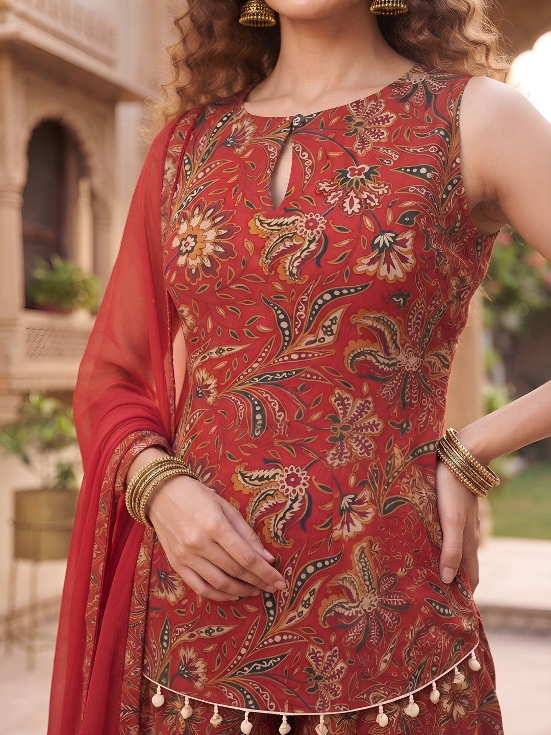 Printed Straight Trendy Kurta Set With Dupatta