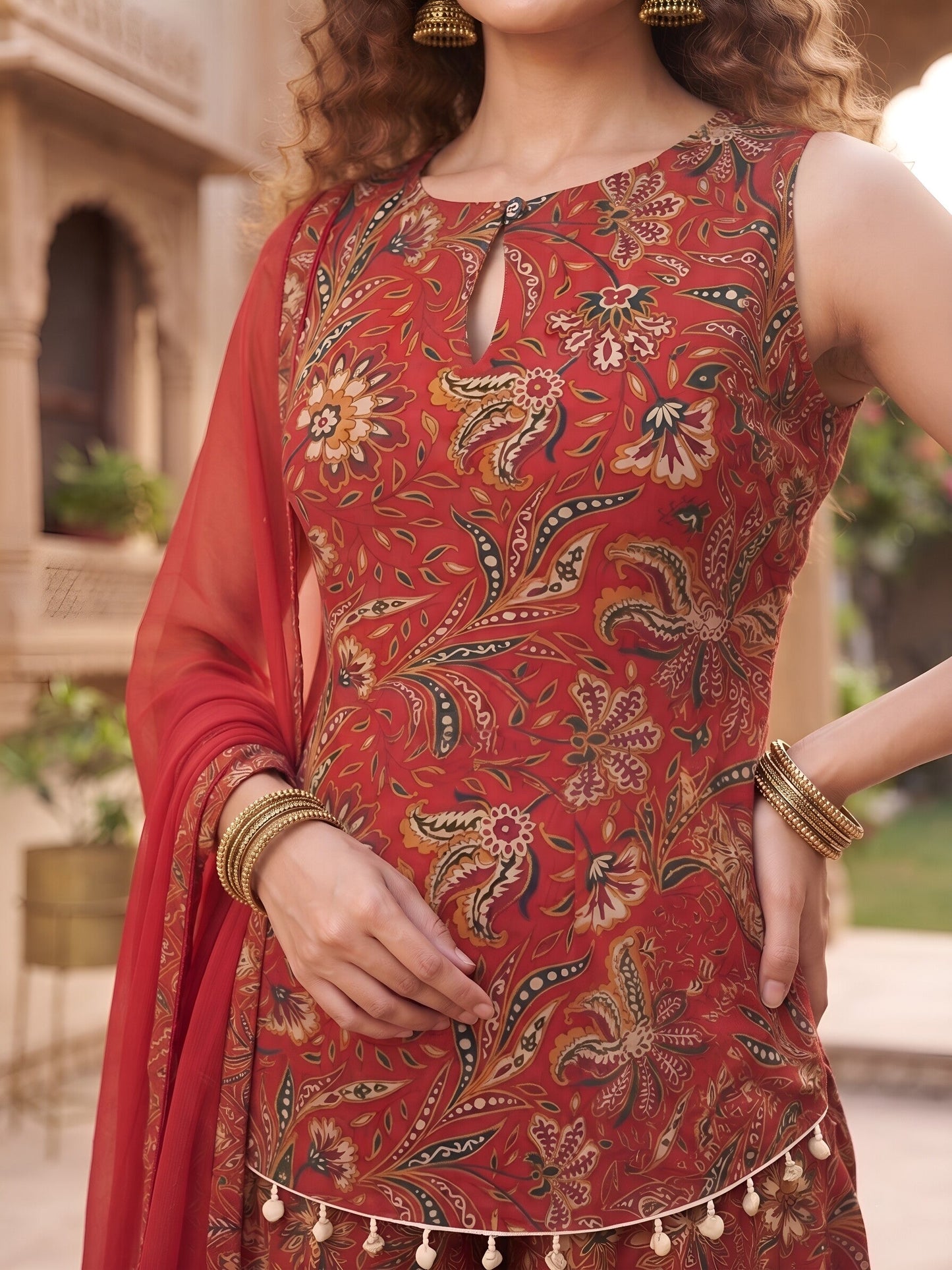 Printed Straight Trendy Kurta Set With Dupatta