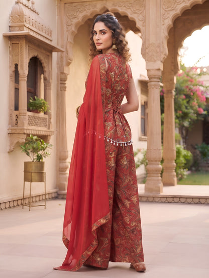 Printed Straight Trendy Kurta Set With Dupatta