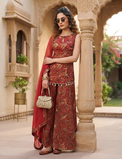 Printed Straight Trendy Kurta Set With Dupatta