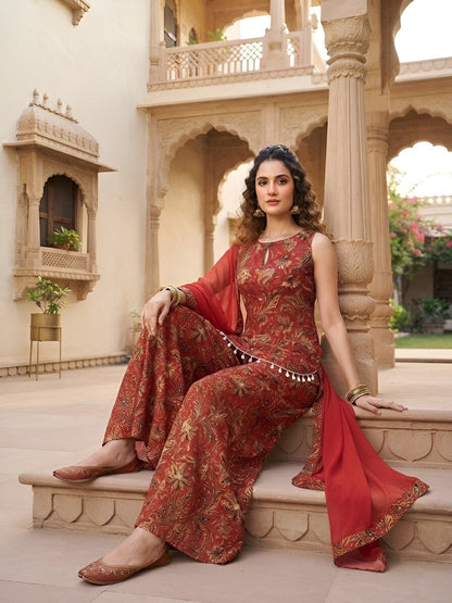 Printed Straight Trendy Kurta Set With Dupatta