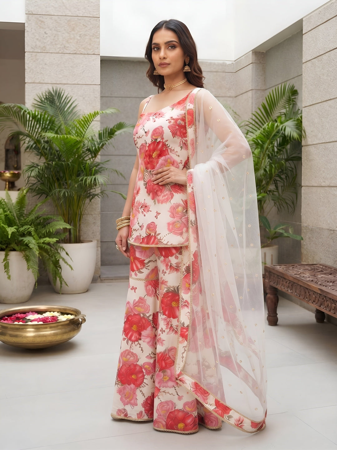 Printed Straight Kurta Set With Dupatta