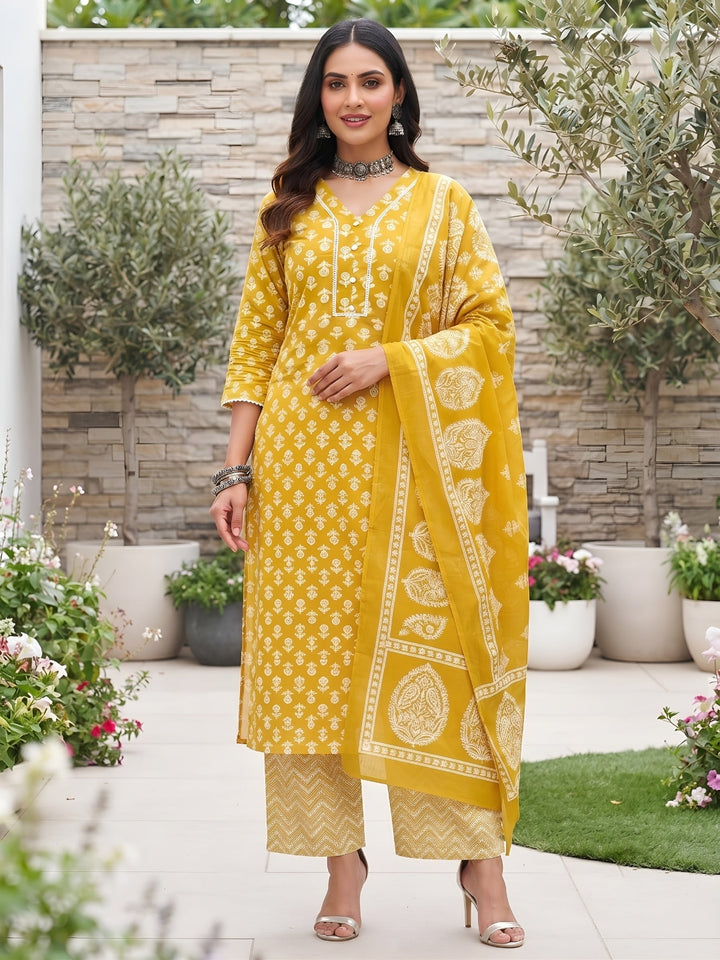 Printed Straight Kurta Set With Dupatta
