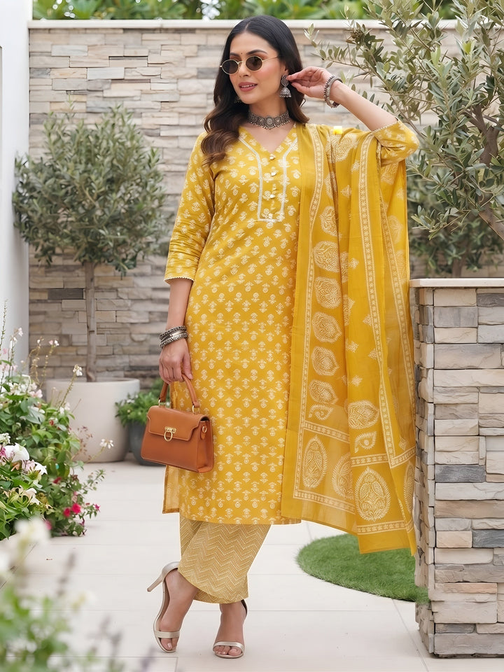 Printed Straight Kurta Set With Dupatta