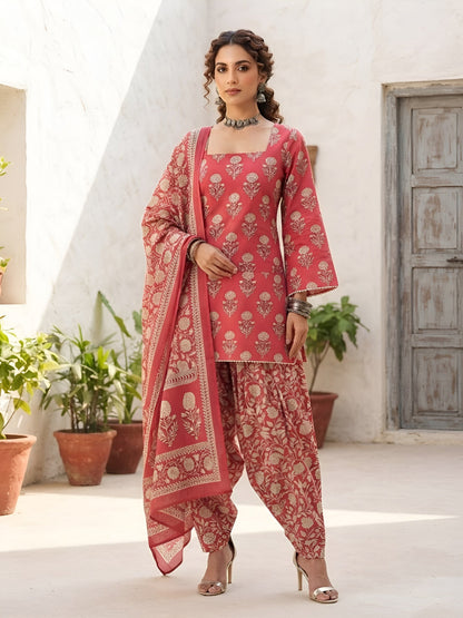 Printed Straight Kurta Set With Dupatta